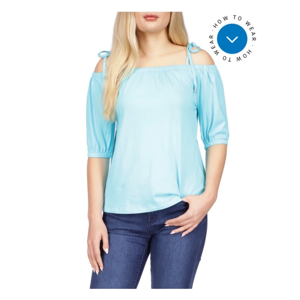 Michael Kors NWT Off the Shoulder Tie Shirt, Size Large